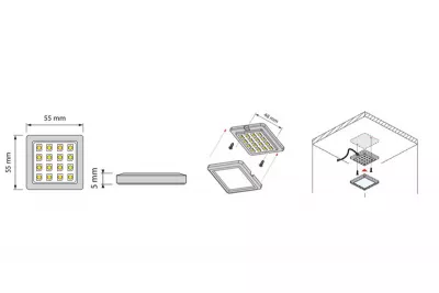 BLUE LED osvetlenie - 2 Square