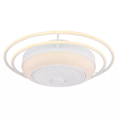 Globo LED stropný ventilátor Romario Ø 76cm, 3 kruhy CCT