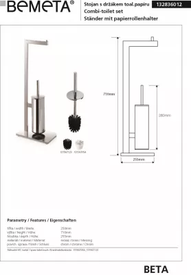 BEMETA BETA stojan s držákem toal. papíru a WC štětkou (132836012)
