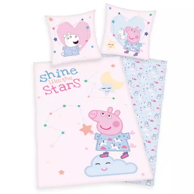 Herding Detské bavlnené obliečky Peppa Pig Shine like the stars, 140 x 200 cm, 70 x 90 cm