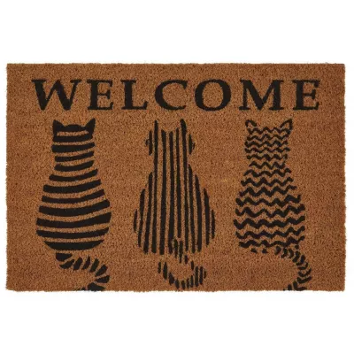 Rohožka Welcome Cats, 40/60cm, Hnedá